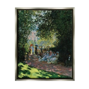 Parisians In Parc Classical Painting Style by Marcus Jules Floater Frame People Wall Art Print 21 in. x 17 in