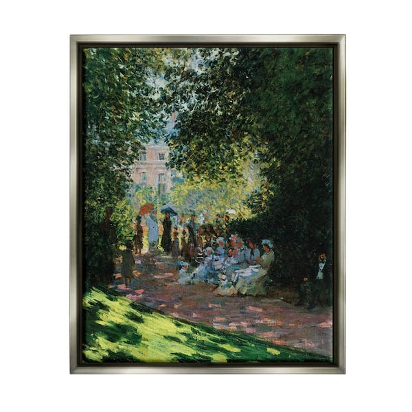 The Stupell Home Decor Collection Parisians In Parc Classical Painting Style by Marcus Jules Floater Frame People Wall Art Print 21 in. x 17 in.