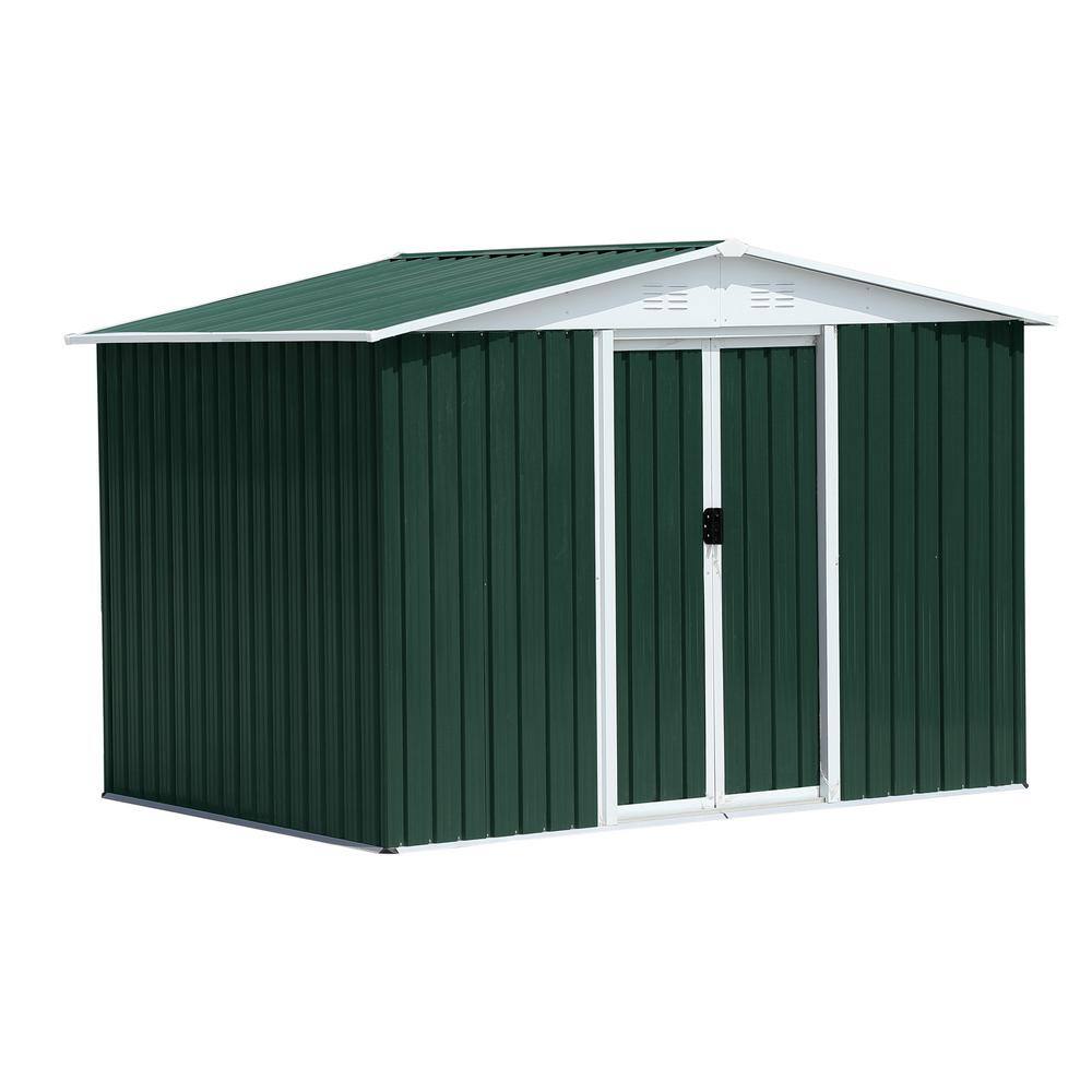 Metal Outdoor Storage Shed, 8 ft. W x 6 ft. D Green Galvanized Steel Shed with Double Door (48 sq. ft.) price history on PriceWatchPro