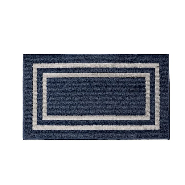 Washable Skid Resistant Denim Twist/Light Grey  2.2 ft. x 4 ft. All Loop Tufted Area Rug