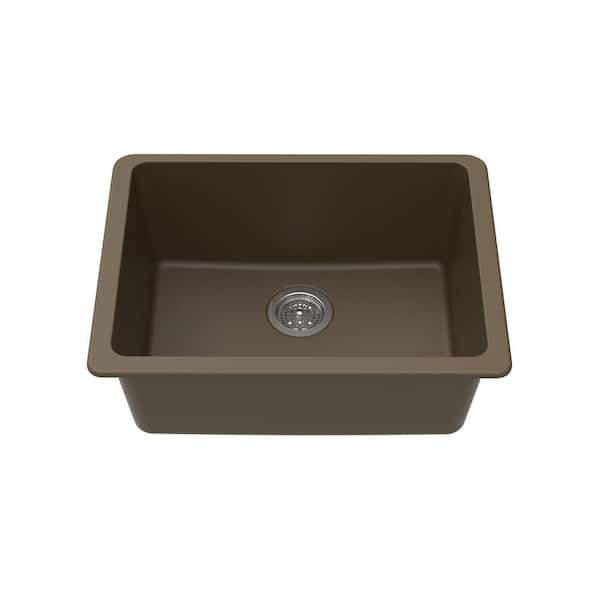 Winpro Undermount Granite Composite 25 in. L x 18-1/2 in. L x 9-1/2 in. Single Bowl Kitchen Sink in Mocha