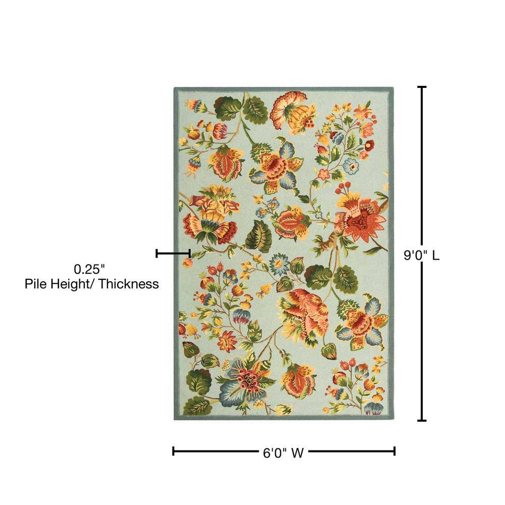 Elysian Fields Light Blue Floral 6' x 9' Hand-Knotted Wool Rug