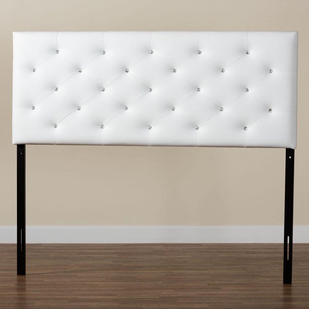 Viviana White Faux Leather Tufted Full Headboard