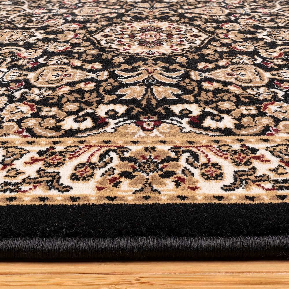 Majestic Vernon Black and Beige Synthetic Rectangular Area Rug