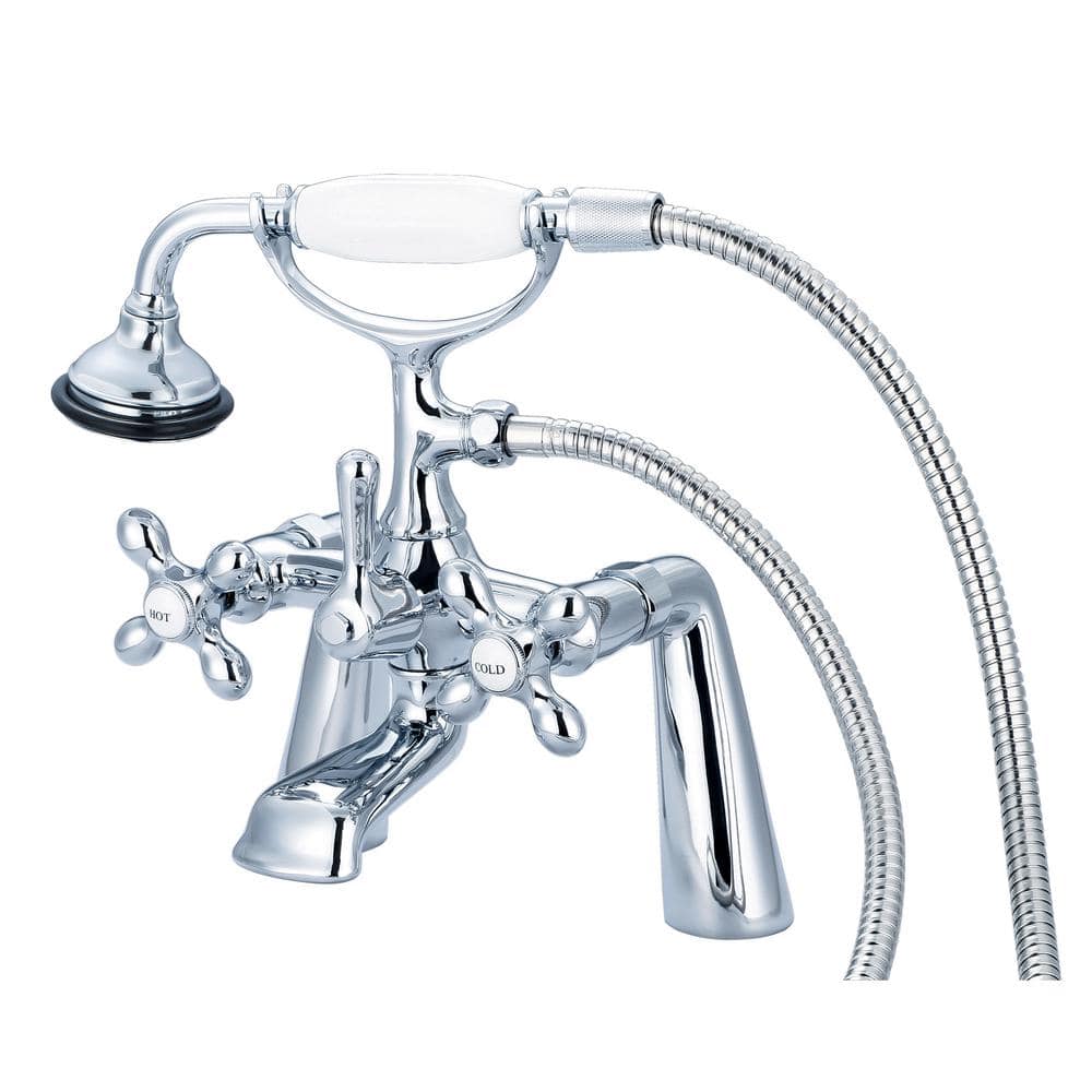 Vintage Chrome Deck Mount Tub Faucet with Handheld Shower