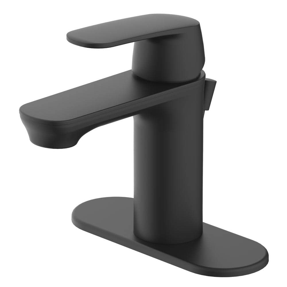 Glacier Bay Foxton Single-Handle Single-Hole Bathroom Faucet in Matte Black HDQFS6A0235BL - The ...