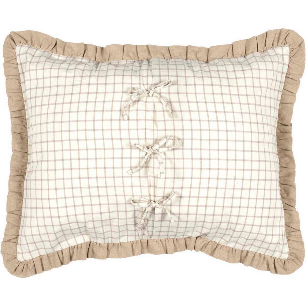 Grace Patchwork Creme White Cotton Standard Sham with Burlap Ruffle