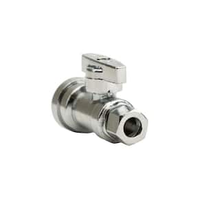1/2 in. Push-to-Connect x 3/8 in. O.D. Compression Chrome Plated Brass Quarter-Turn Straight Stop Valve