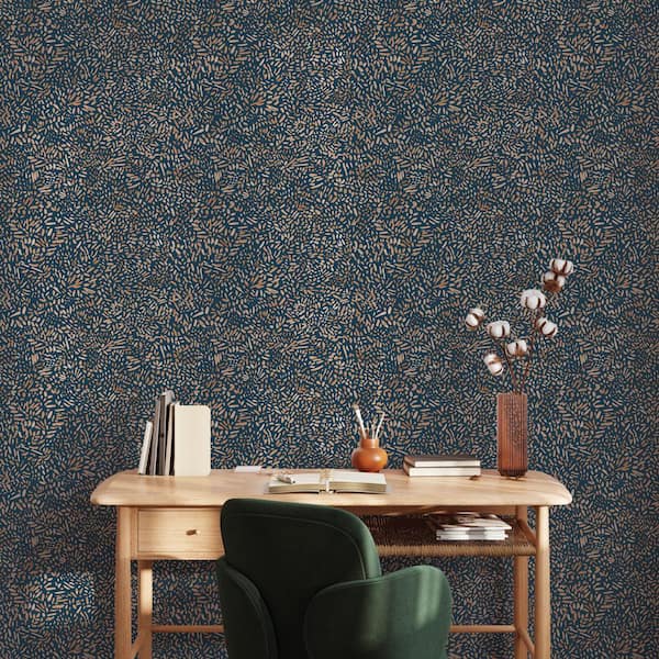 Tempaper Brushstroke Garden Toasted Almond and Navy Removable Peel and Stick  Vinyl Wallpaper, 28 sq. ft. BG15058 - The Home Depot