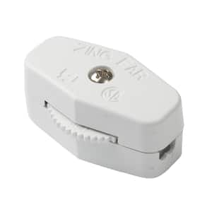 Heavy Duty Cord Switch SPST White 3A 250VAC/6 A 125VAC (Case of 5)