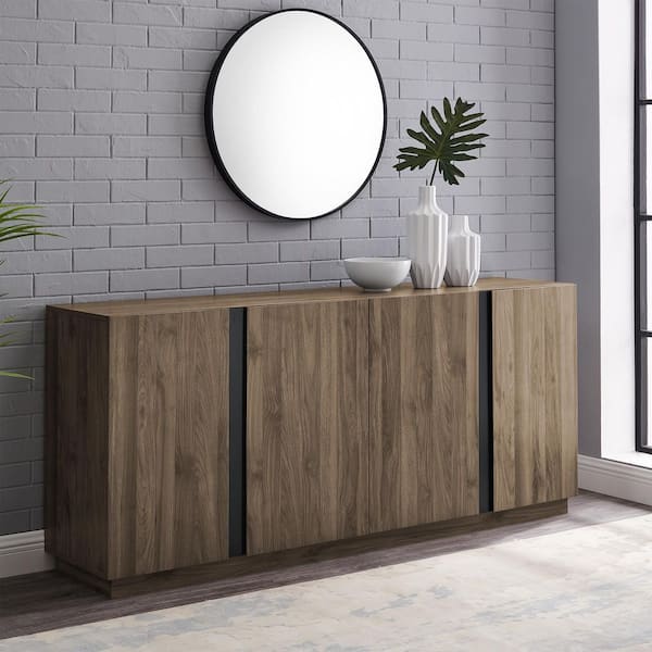 Walker Edison Furniture Company Slate Grey Wood and Metal Accent Modern 4-Door Sideboard