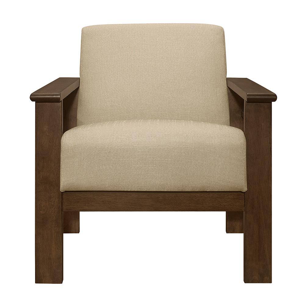 Helena Light Brown and Walnut Wood Accent Chair