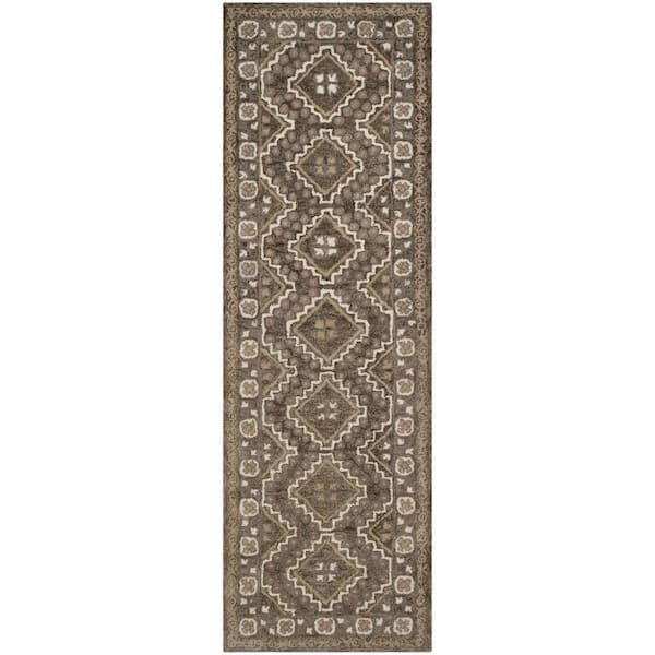 SAFAVIEH Bella Brown/Taupe 2 ft. x 7 ft. Border Runner Rug