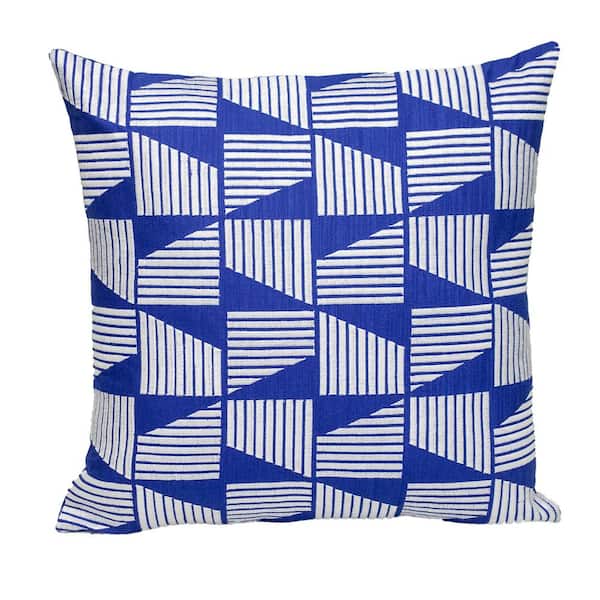 PARKLAND COLLECTION Geometric Geometric Blue Square 18 in. x 18 in. Pillow
