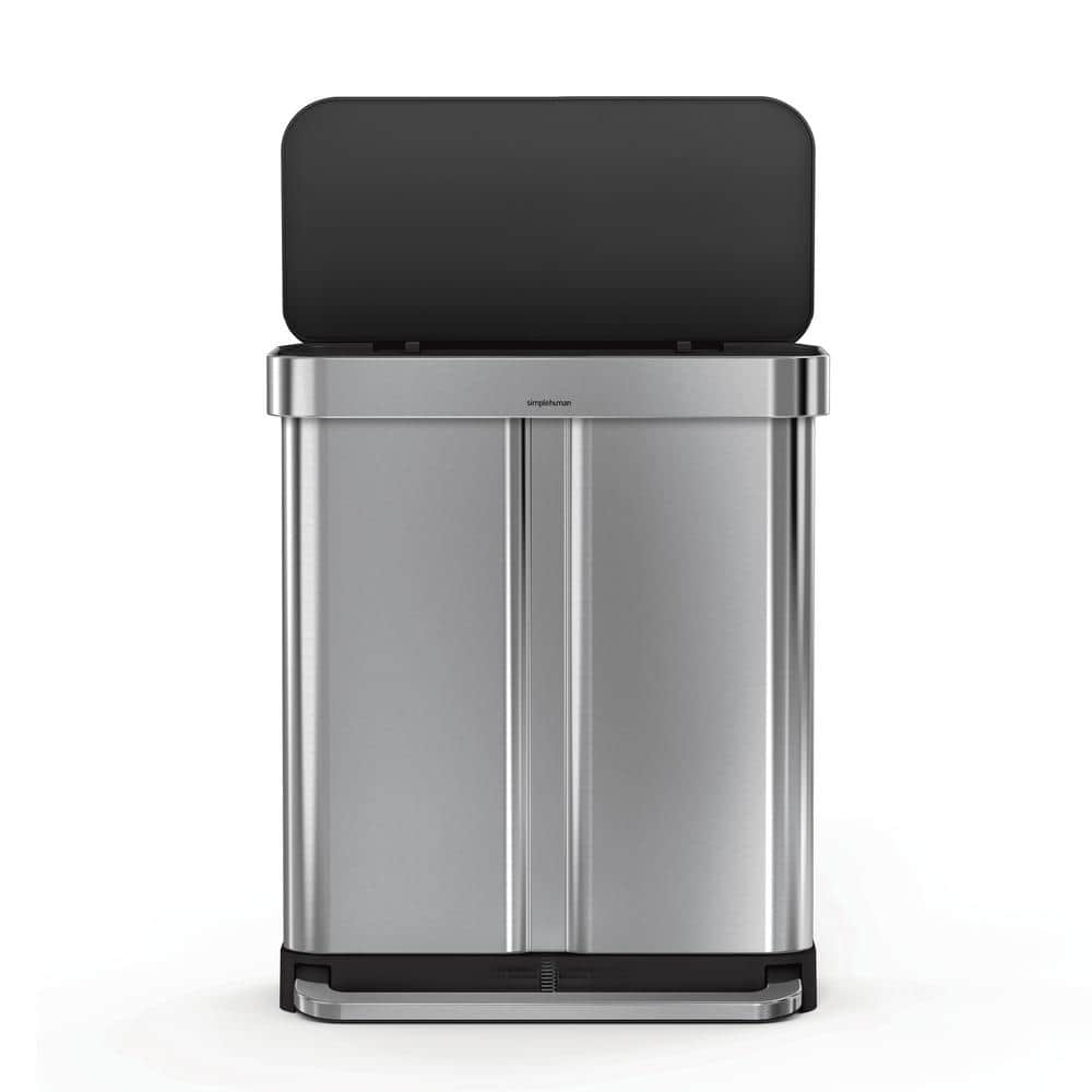 58L Stainless Steel Dual Compartment Recycling Step Trash Can