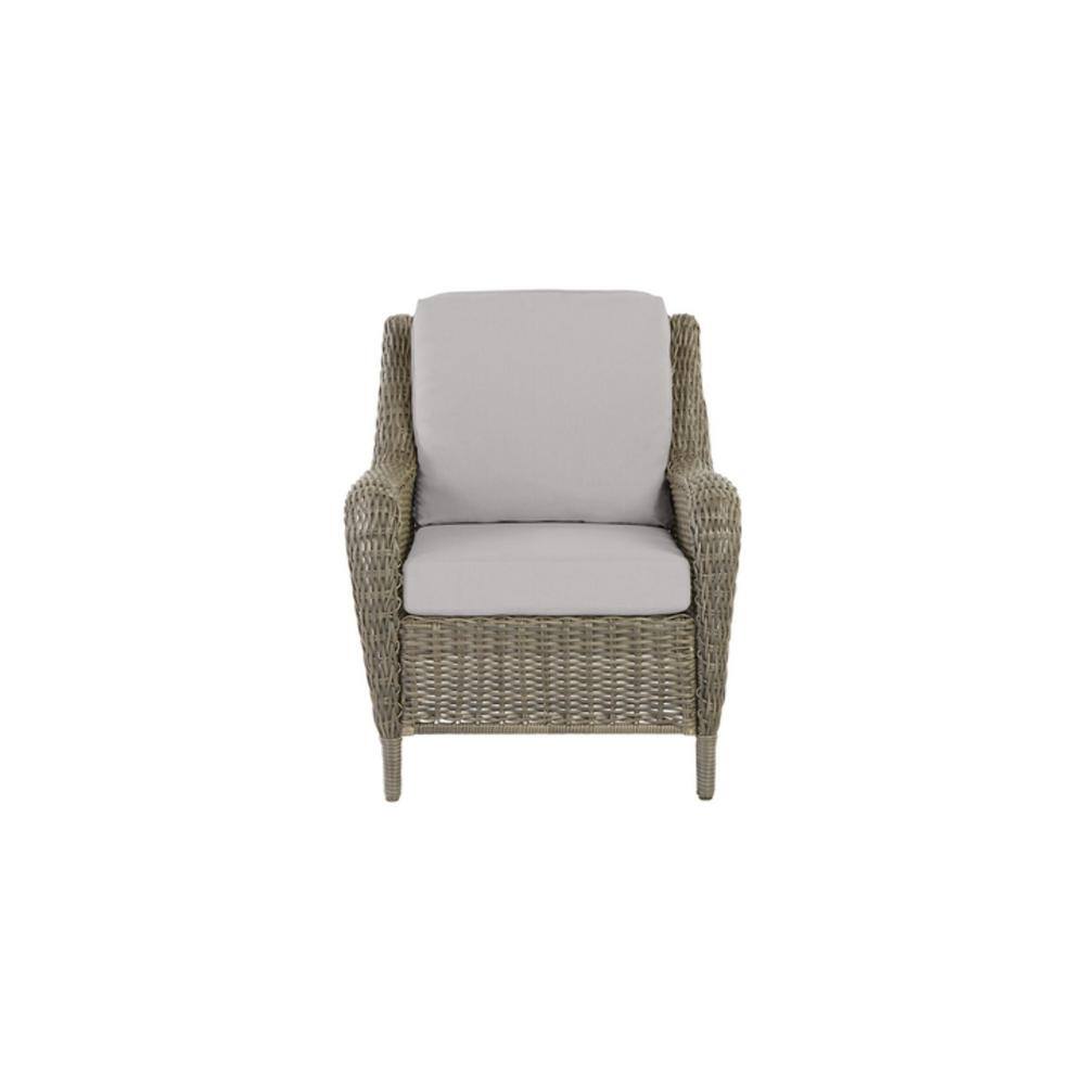 Hampton Bay Cambridge Gray Wicker Outdoor Patio Lounge Chair with