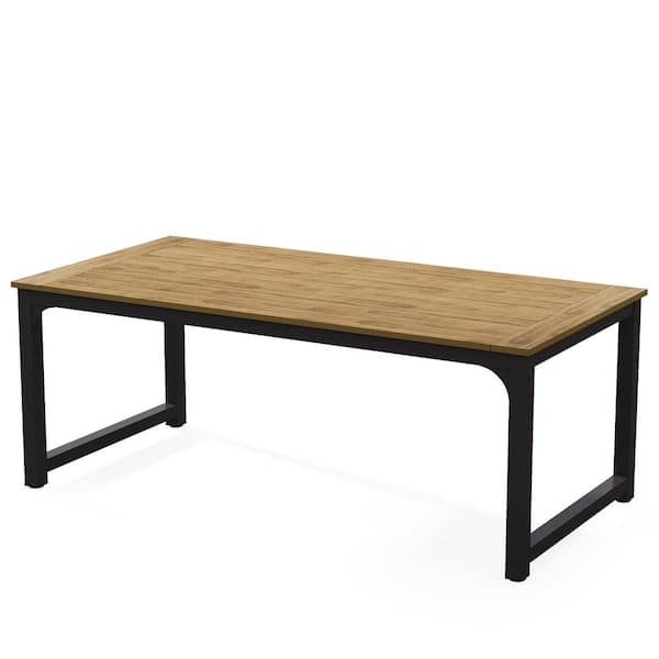 BYBLIGHT 70.9 in. Rectangular Natural Wood Plastic Composite Executive Office Desk with Aluminum Frame for Home Office