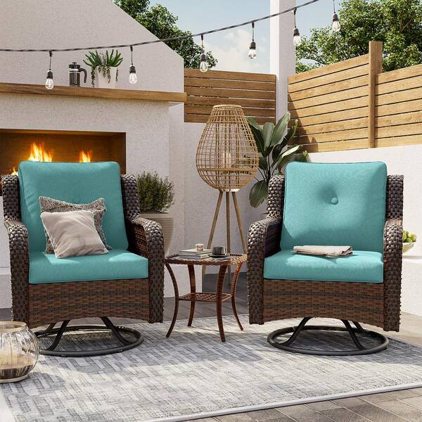 ELPOSUN 3-Piece Wicker Patio Conversation Set with Cushion and Side Table