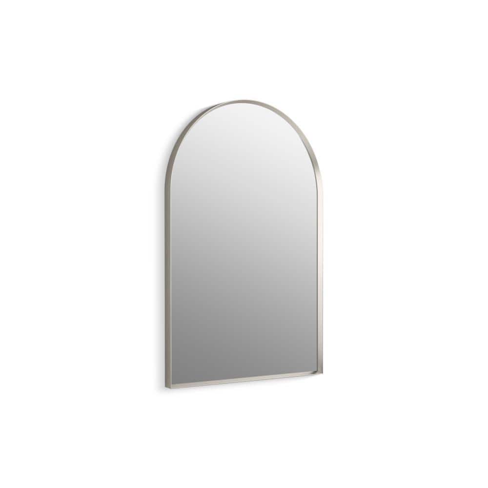 Essential 24" x 36" Brushed Nickel Arch Framed Vanity Mirror