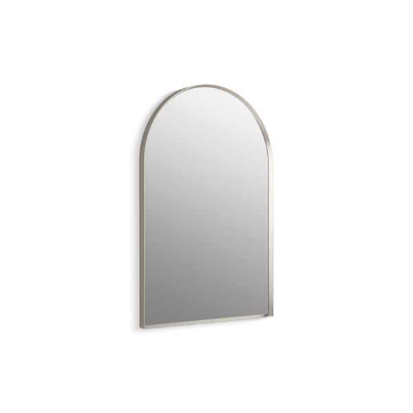 KOHLER Essential 24 in. X 36 in. Arch Framed Bathroom Vanity Mirror in Brushed Nickel