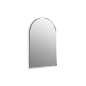 Essential 24 in. X 36 in. Arch Framed Bathroom Vanity Mirror in Brushed Nickel