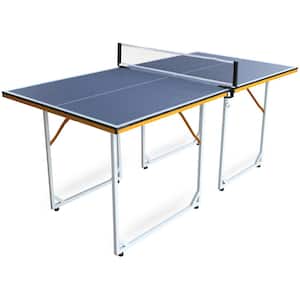 6 ft. Mid-Size Foldable Table Tennis Table Ping Pong Table Set with Net, 2 Paddles and 3 Balls for Indoor Outdoor