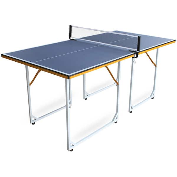 Zeus & Ruta 6 ft. Mid-Size Foldable Table Tennis Table Ping Pong Table Set with Net, 2 Paddles and 3 Balls for Indoor Outdoor