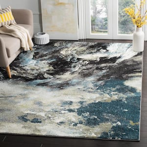 Glacier Blue/Multi Doormat 3 ft. x 3 ft. Abstract Square Area Rug