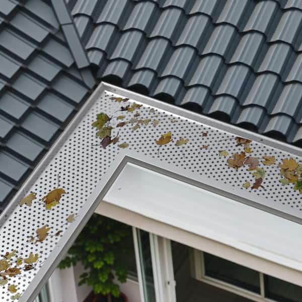 Gutter Guard 5 in. Width Aluminum Leaf Filter DIY Gutter Cover 13 PCS 52 ft. Total Length 0.157 in. Hole Diameter