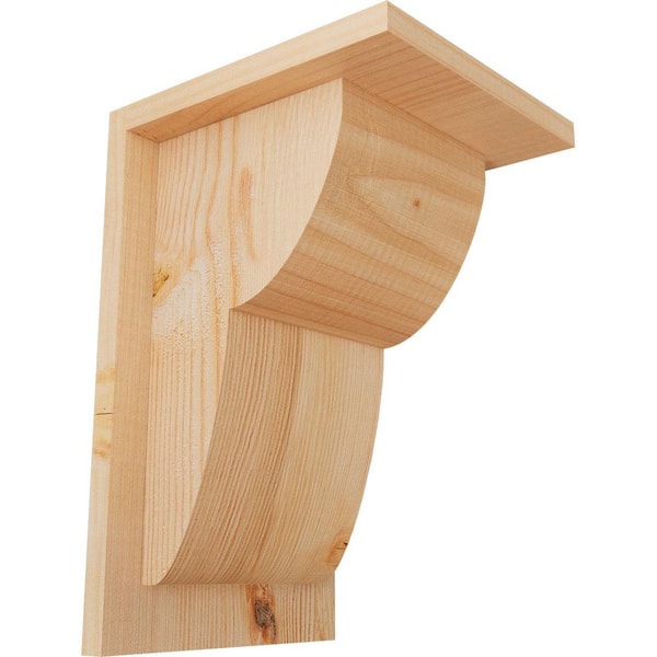 Ekena Millwork 7-1/2 in. x 8 in. x 12 in. Douglas Fir Crestline Smooth Corbel with Backplate