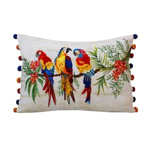 Gaia Bright Red/Golden Yellow Transitional Animal-Print 14 in. x 20 in. Indoor Throw Pillow
