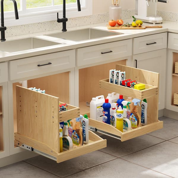 HOMEIBRO 10.5 in. Wood Cabinet Pull Out Drawer with Soft Close Rail for Kitchen Base Cabinets