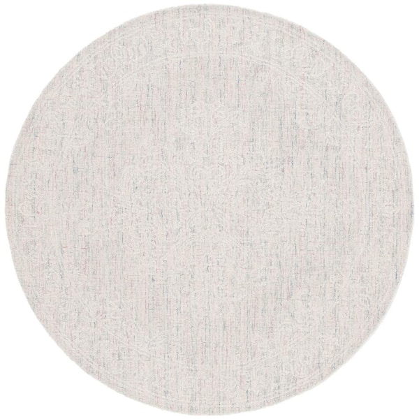 SAFAVIEH Ebony Light Gray/Ivory 6 ft. x 6 ft. Bordered Round Area Rug