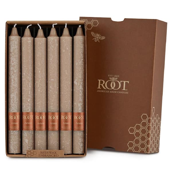 ROOT CANDLES 9 in. Timberline Arista Taupe Dinner Candle (Box of 12)