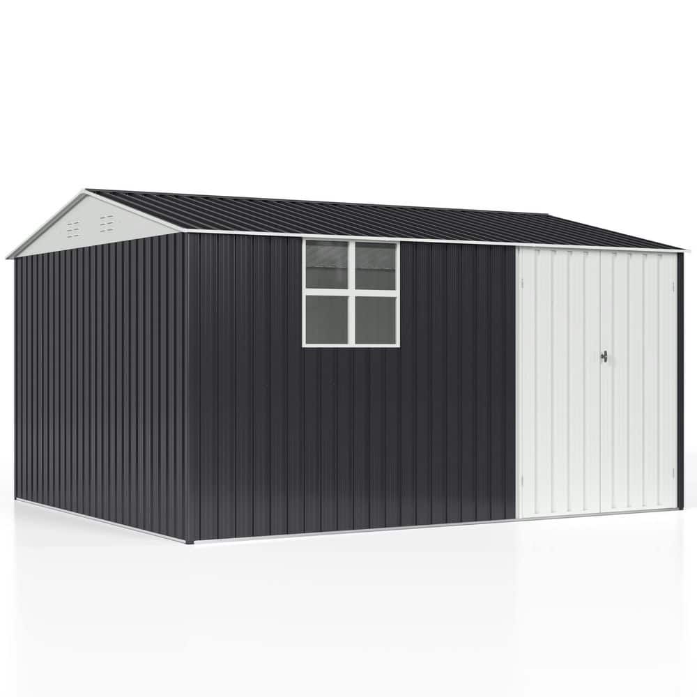10 ft. W x 12 ft. D Metal Outdoor Storage Shed with Vents, Lockable Doors a