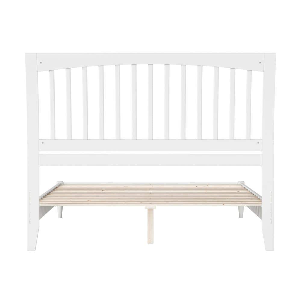 Orleans White Solid Wood Queen Sleigh Platform Bed with Slatted Headboard