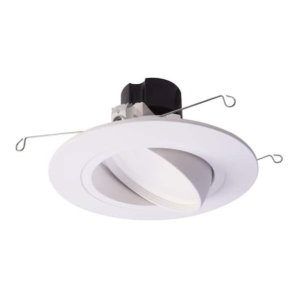 Halo Ra 5 In And 6 White Integrated Led Recessed Ceiling Light Fixture Adjustable Gimbal Trim 90 Cri 2700k Warm Ra5606927whr - White Led Recessed Ceiling Lights