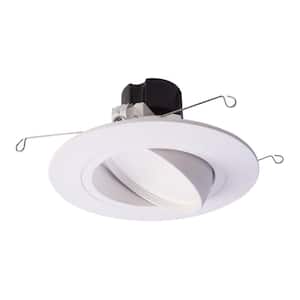 RA 5 in. and 6 in. White Integrated LED Recessed Ceiling Light Fixture Adjustable Gimbal Trim 90 CRI, 2700K Warm White