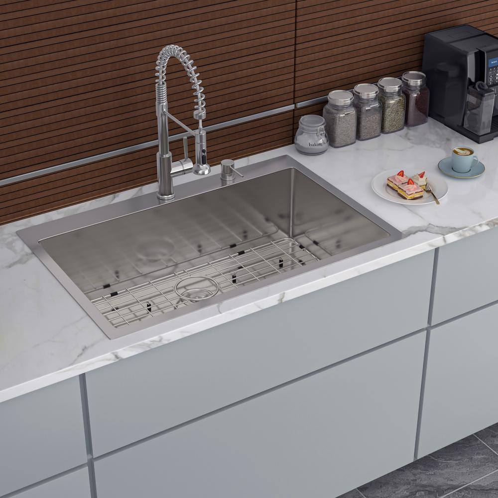 33'' Single Bowl Stainless Steel Drop-In Kitchen Sink
