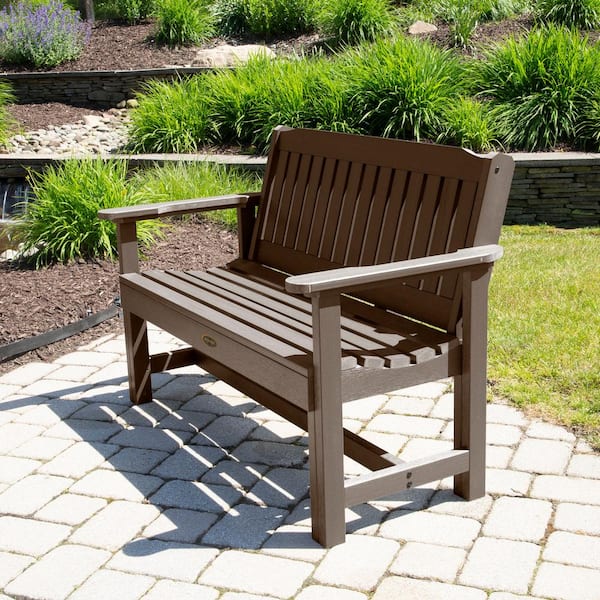 Exeter 52 in. 2-Person Weathered Acorn Plastic Outdoor Bench