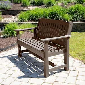 Exeter 52 in. 2-Person Weathered Acorn Plastic Outdoor Bench