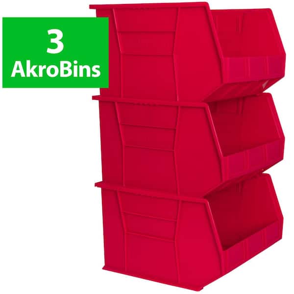 30270 Series, 16 1/2 in. W x 18 in. D x 11 in. H, Red Plastic Stackable Storage Bins Hanging Organizer, 3-Pack
