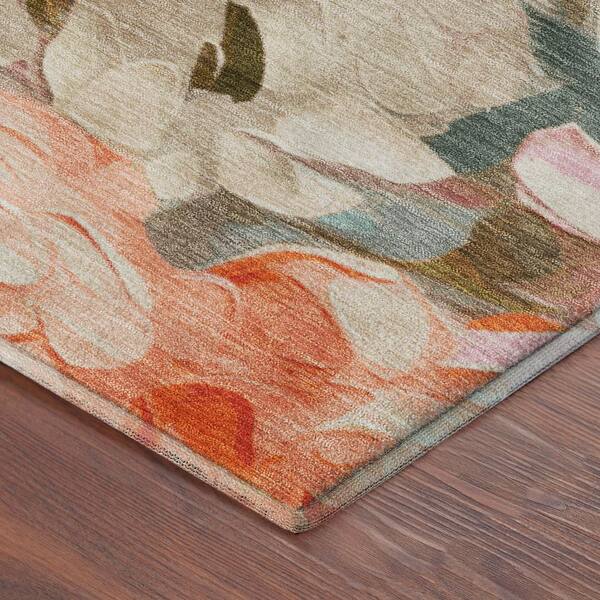 Mayfield Premium Machine Washable Abstract AMF2264 Putty 2 ft. x 7 ft. Runner Rug