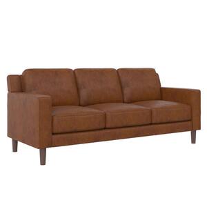 Bexley 77 in. L x 31.5 in. W Camel Faux Leather Upholstered 3-Seater Sofa