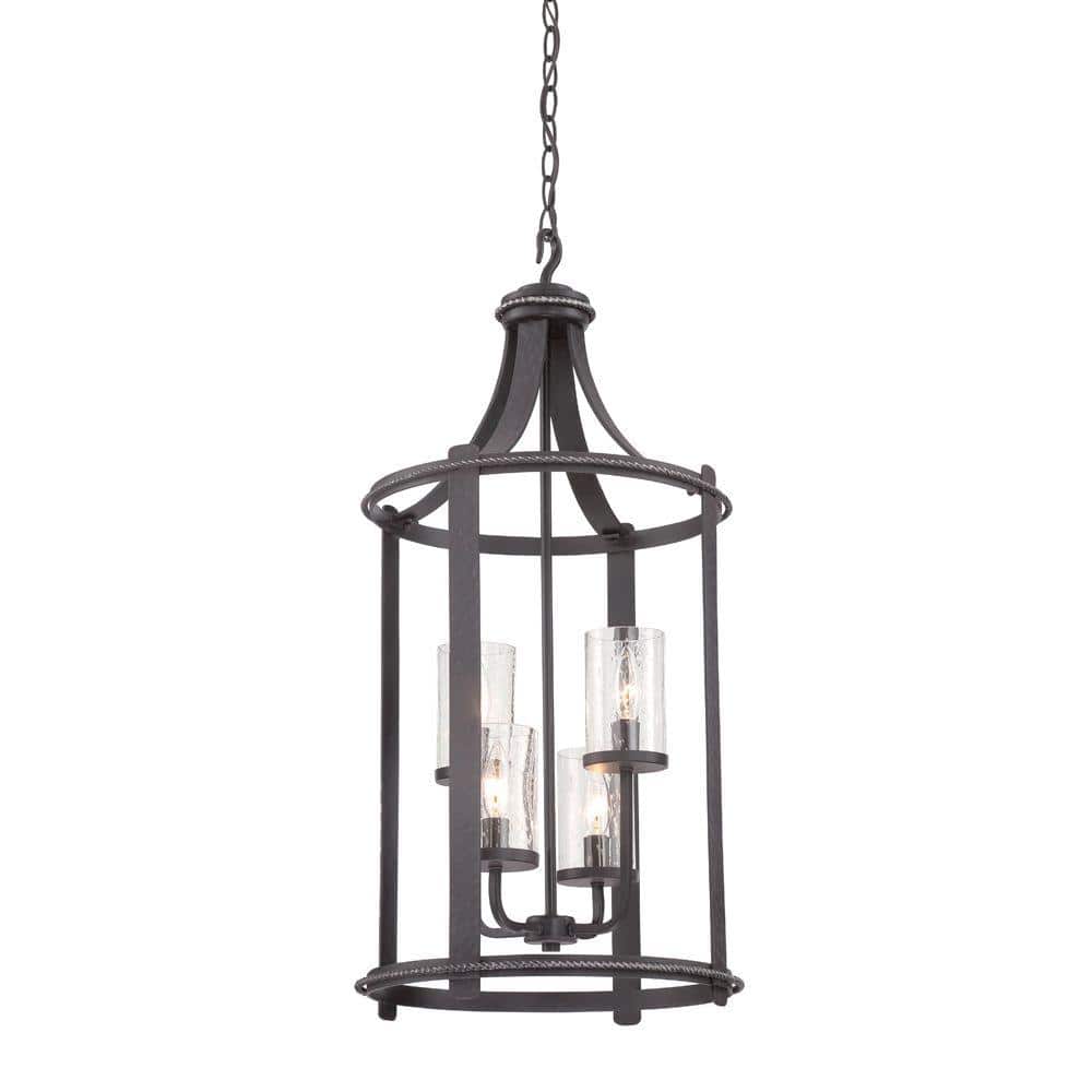 Black Glass 4-Light Indoor/Outdoor Pendant