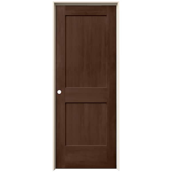 JELD-WEN 32 in. x 80 in. Monroe Milk Chocolate Stain Right-Hand Solid Core Molded Composite MDF Single Prehung Interior Door