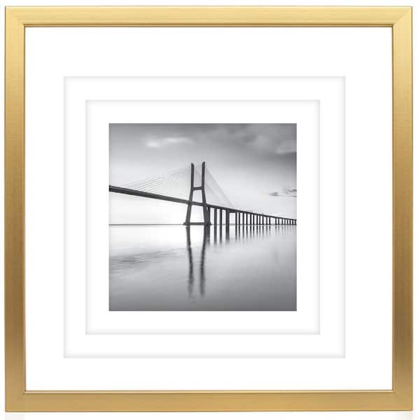 Excello Brands 18 in. x 18 in. Brushed Gold Square Triple Mat Picture Frame