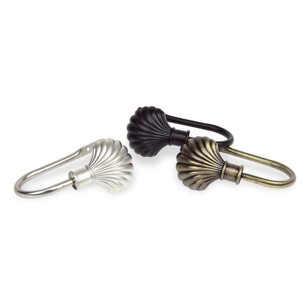 Rod Desyne Scallop Black Metal Hook Curtain Holdback (Set of 2)
