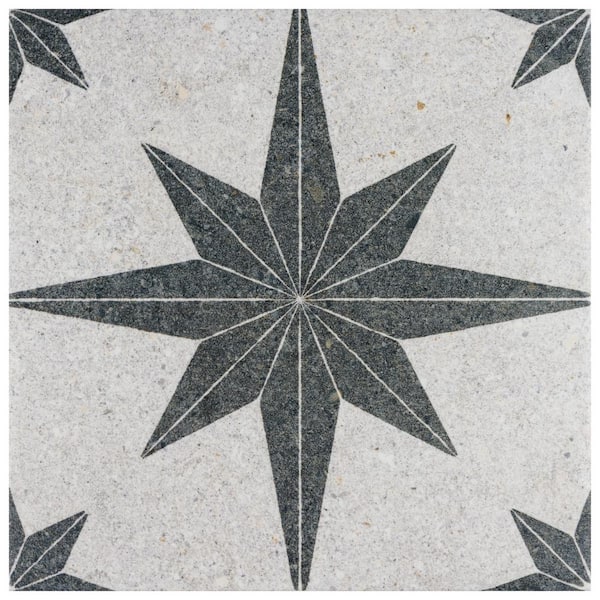 Merola Tile Compass Star White Stone 7-7/8 in. x 7-7/8 in. Porcelain Floor and Wall Take Home Tile Sample