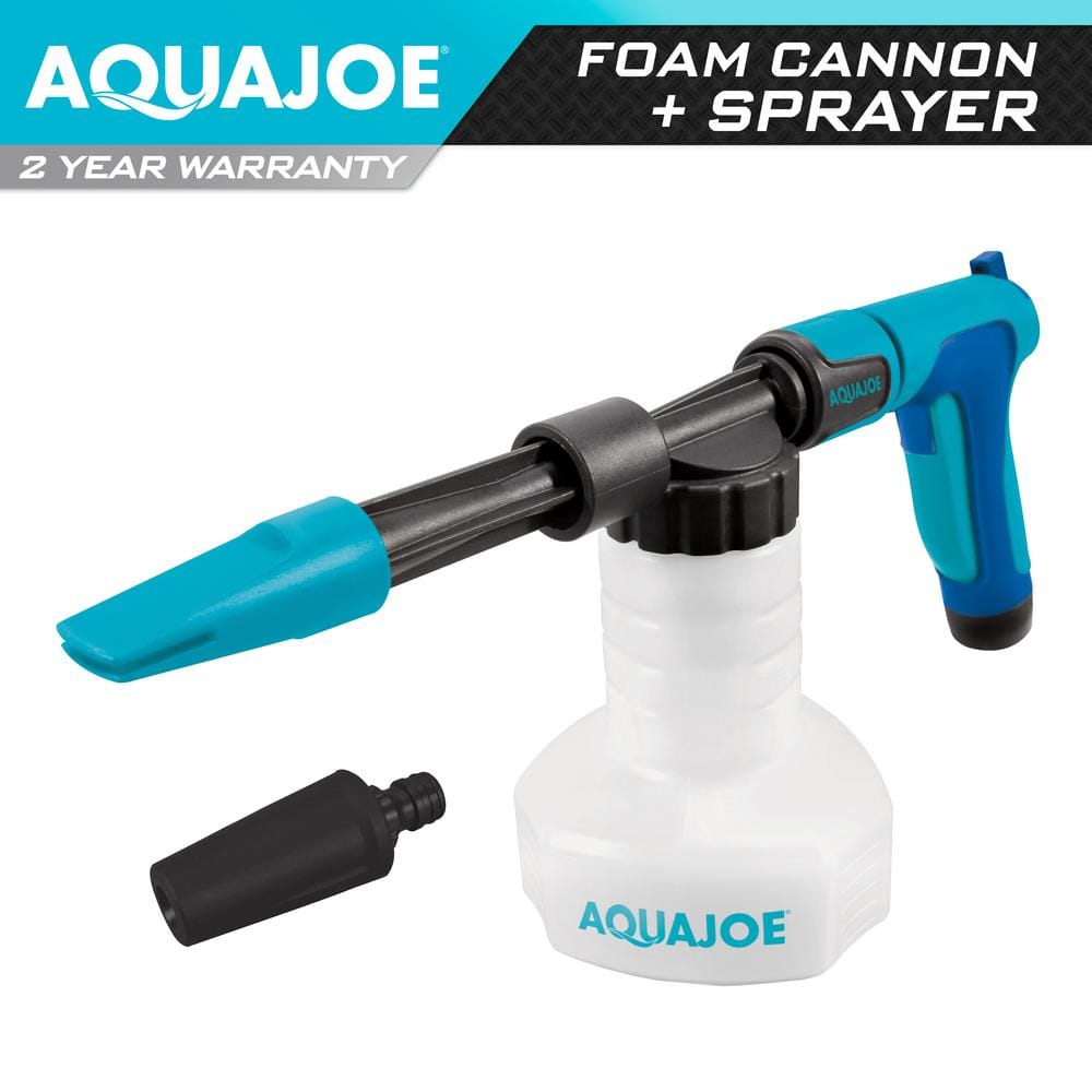 AQUA JOE 2-in-1 Hose-Powered Adjustable Foam Cannon Spray Gun Blaster with  Spray Wash Quick-Connect to Any Garden Hose AJ-SPXN - The Home Depot